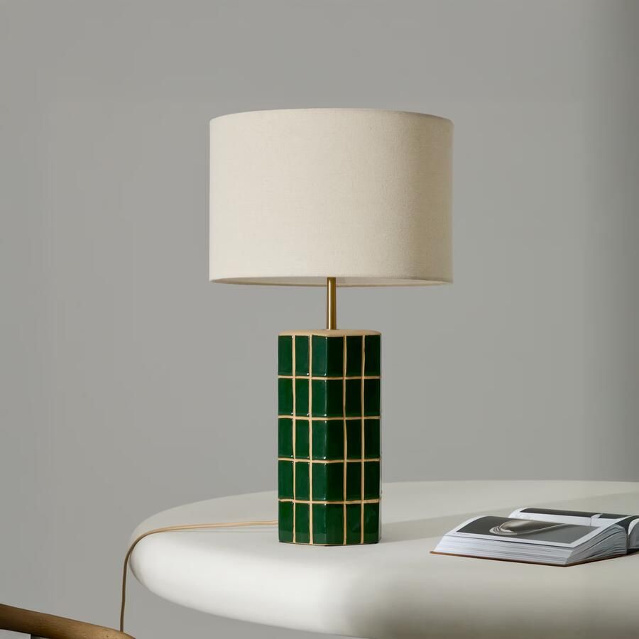 Kave Home Tafellamp Rue Keramiek incl. kap groen ecru