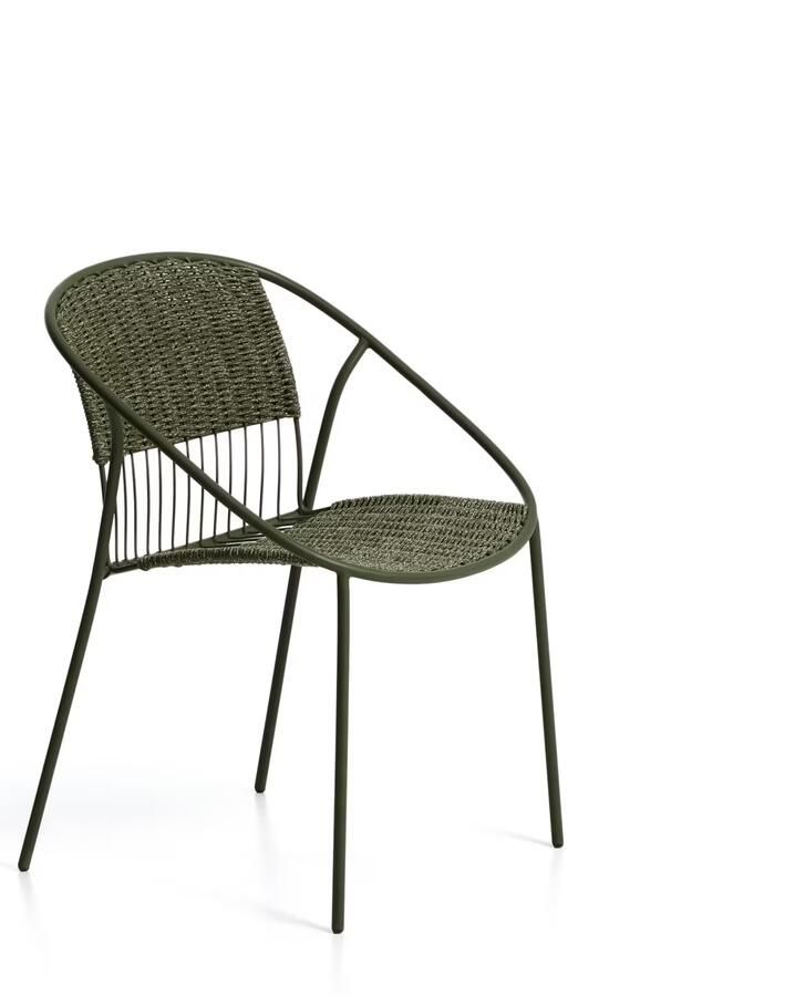 Kave Home Tuinstoel Atrani Staal en touw Groen