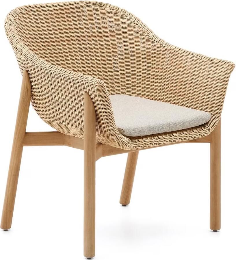 Kave Home Tuinstoel Galea Teakhout en rattan Bruin