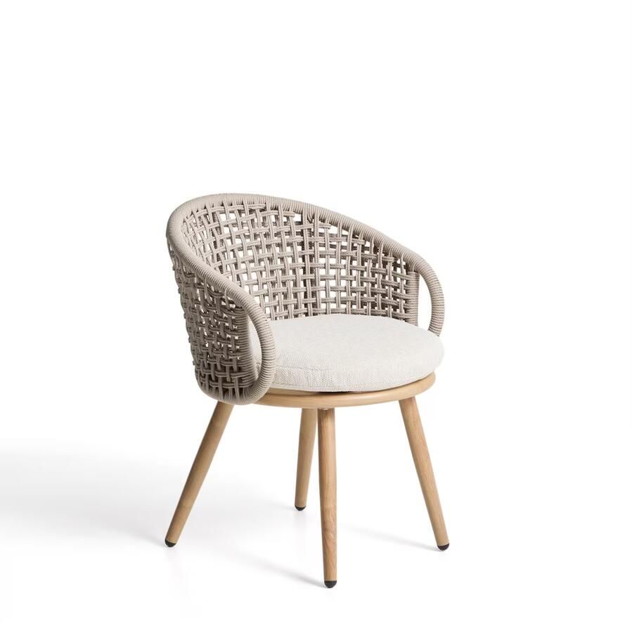 Kave Home Tuinstoel Lidario Touw en houtlook Beige