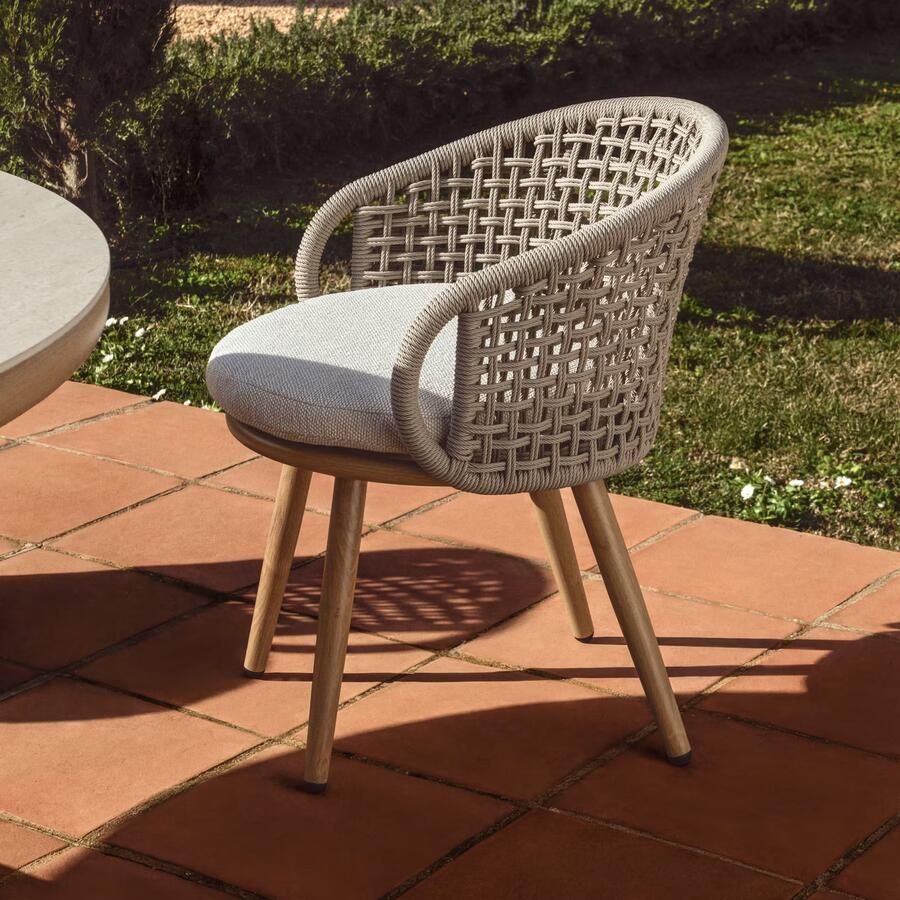 Kave Home Tuinstoel Lidario Touw en houtlook Beige