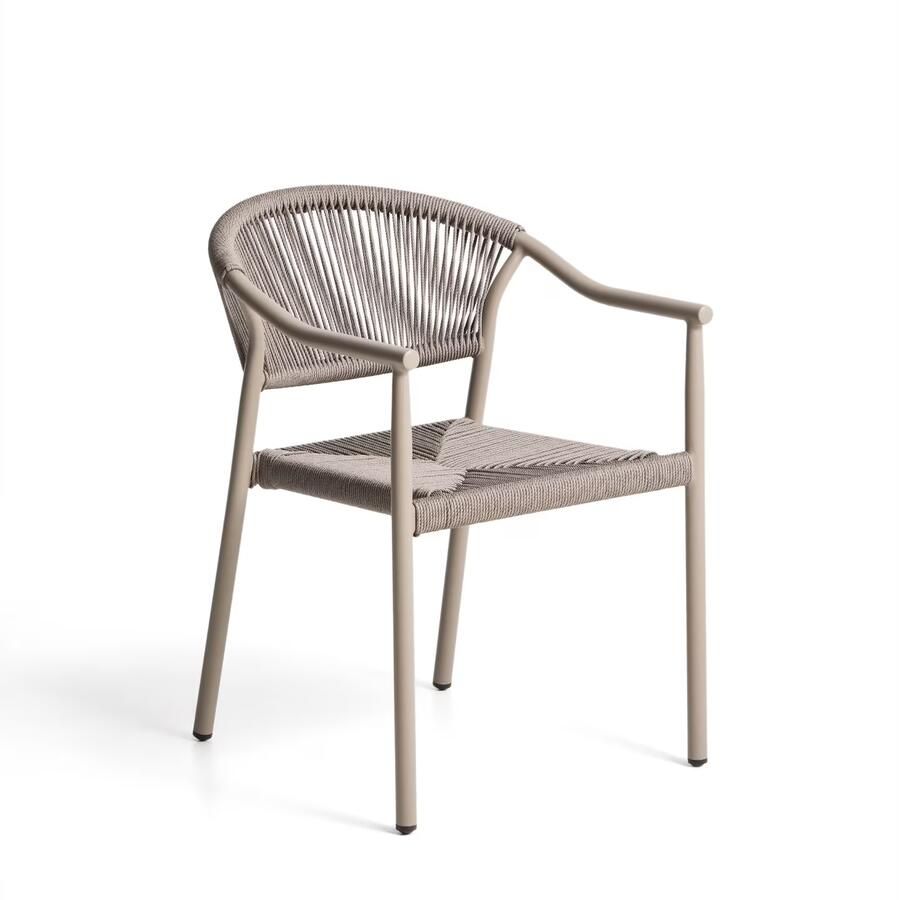 Kave Home Tuinstoel Livadia Staal en touw Beige