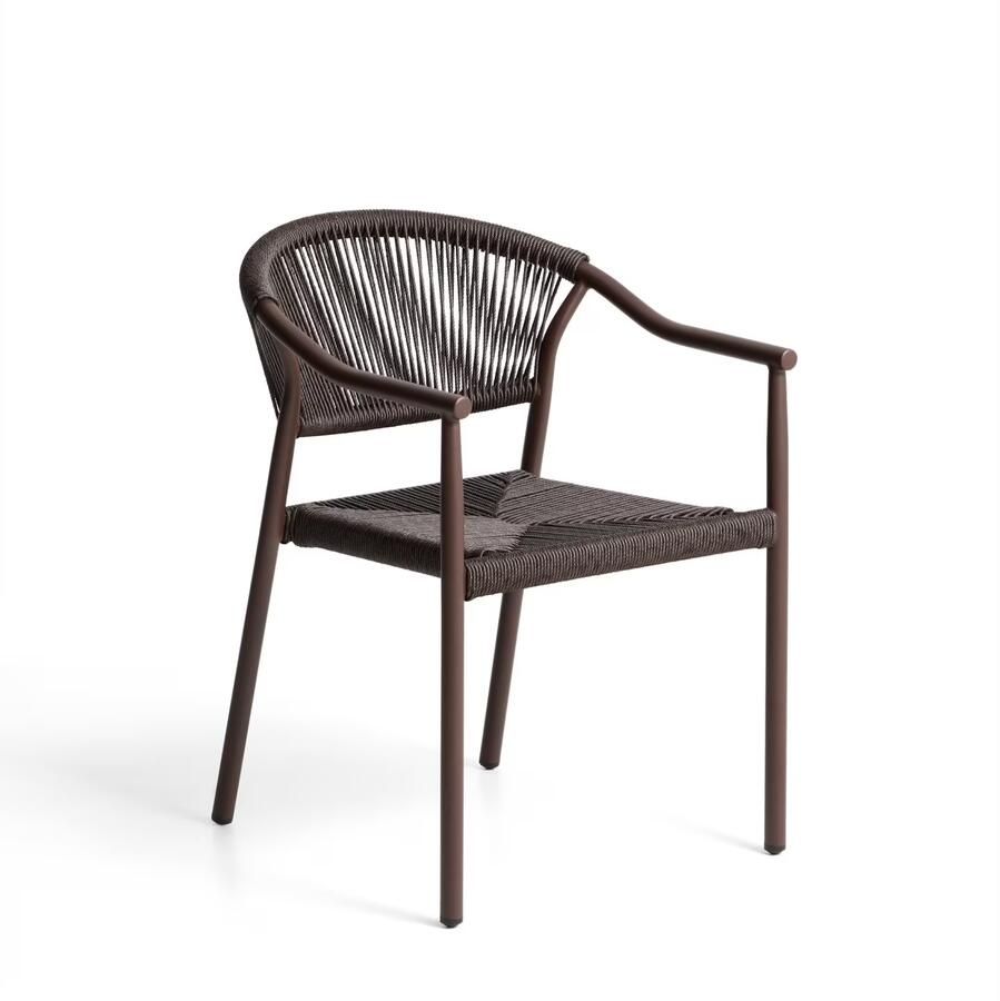 Kave Home Tuinstoel Livadia Staal en touw Bruin