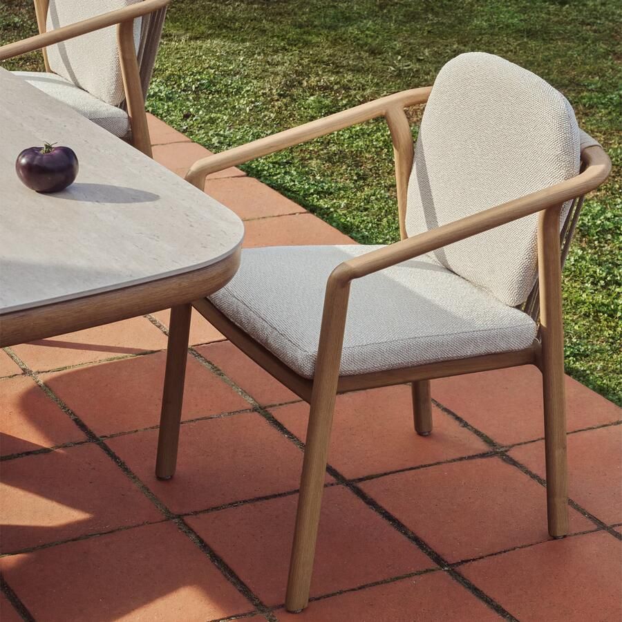 Kave Home Tuinstoel Sirte Ecru Houtlook