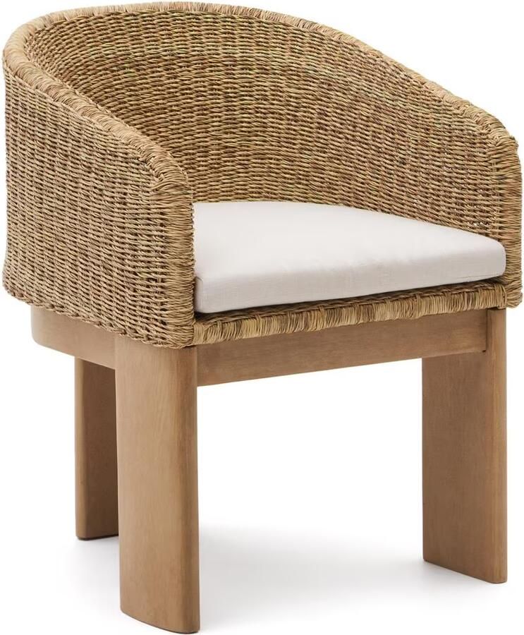 Kave Home Tuinstoel Xoriguer Rattan en eucalyptushout Beige