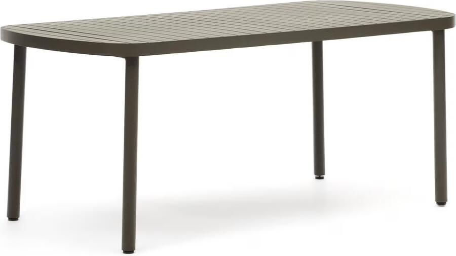Kave Home Joncols buitentafel in aluminium met groen gelakte afwerking 180 x 90 cm - Foto 2