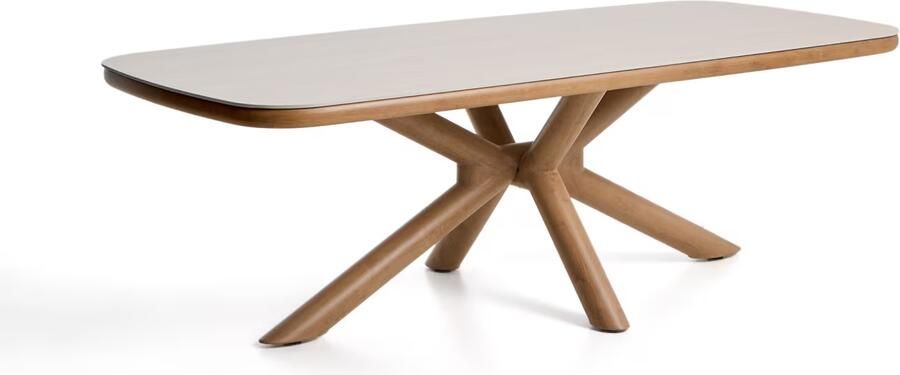 Kave Home Tuintafel Mirtia Gesinterde steen en houtlook 240 x 110cm Beige