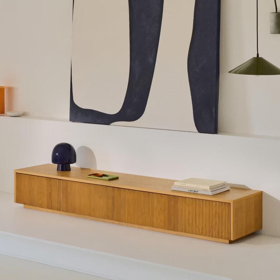 Kave Home TV-meubel Helvine Eiken 200cm Bruin Japandi