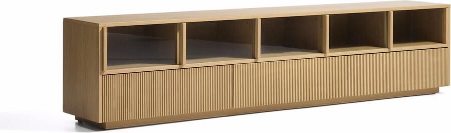 Kave Home TV-meubel Helvine Eiken en glas 245cm Lichtbruin