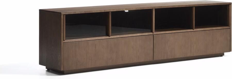 Kave Home TV-meubel Helvine Essen en glas 200cm Bruin