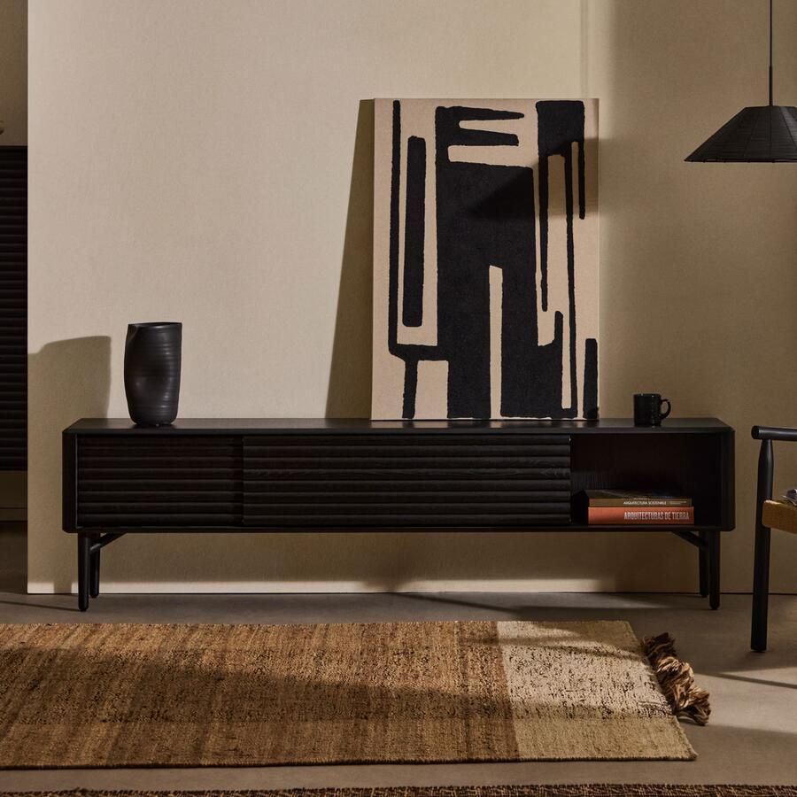 Kave Home TV-meubel Lenon Eikenhout 200cm Zwart