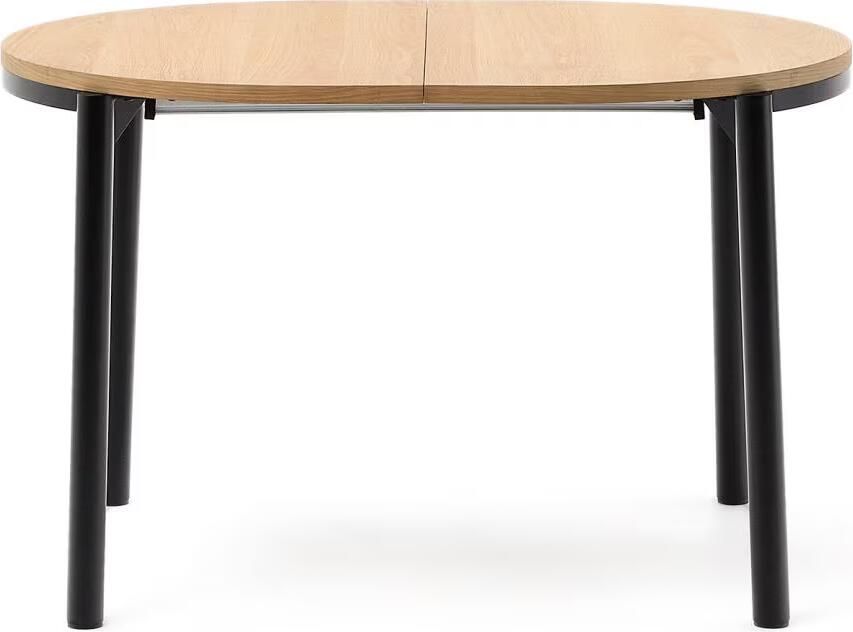 Kave Home Uitschuifbare Ovale Eettafel Montuiri 120-200 x 90cm Naturel Zwart Ovaal