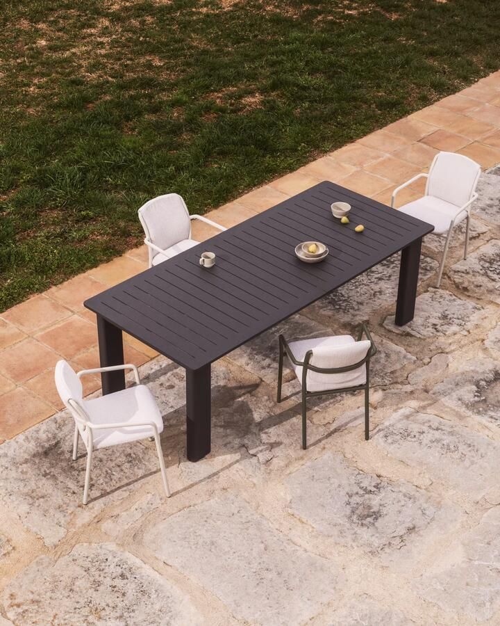 Kave Home Uitschuifbare Tuintafel Livorno 233 350 x 100cm Donkergrijs