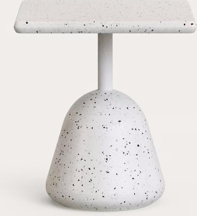 Kave Home Vierkante Bijzettafel Saura Terrazzo 44cm Wit