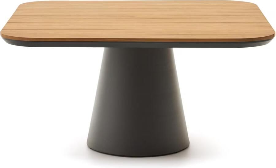 Kave Home Vierkante Tuintafel Tudons Teakhout 148 x 148cm Donkergrijs