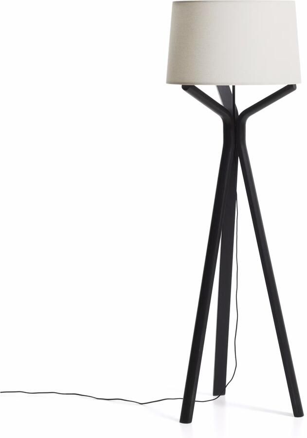 Kave Home Vloerlamp Ubira Eiken en linnen Naturel Zwart