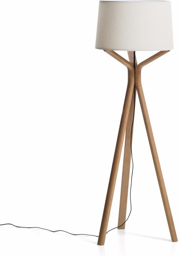 Kave Home Vloerlamp Ubira Essen en linnen Naturel