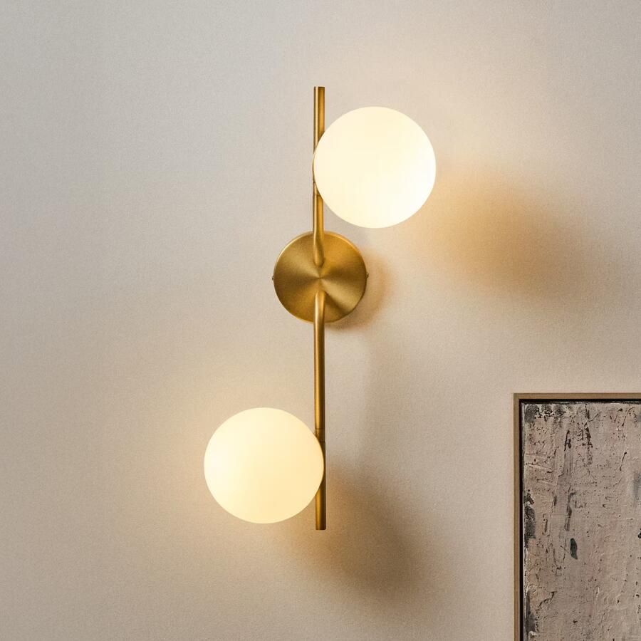 Kave Home Wandlamp Brisia 2-lamps Glas en messing Wit