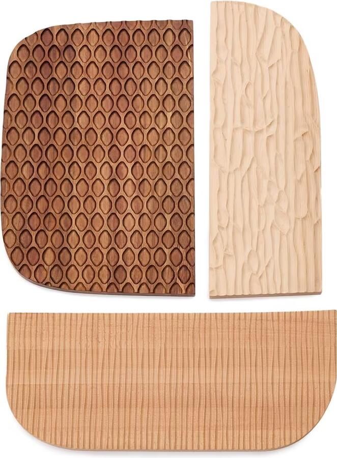 Kave Home Wandpaneel Trivax Set van 3 stuks Acaciahout Bruin