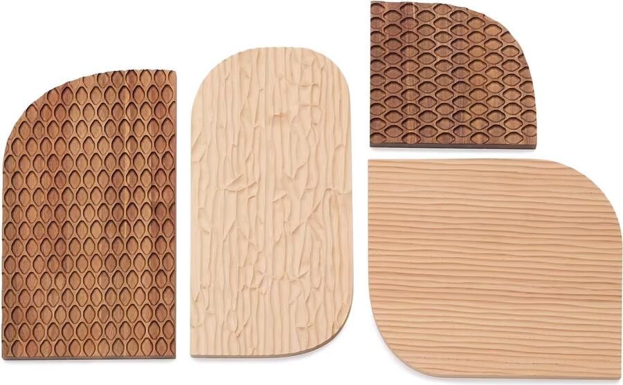 Kave Home Wandpaneel Trivax Set van 4 stuks Acaciahout Bruin