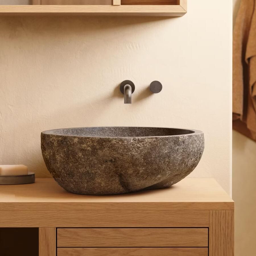 Kave Home Tetsu stenen opzetwastafel Ø 40 cm