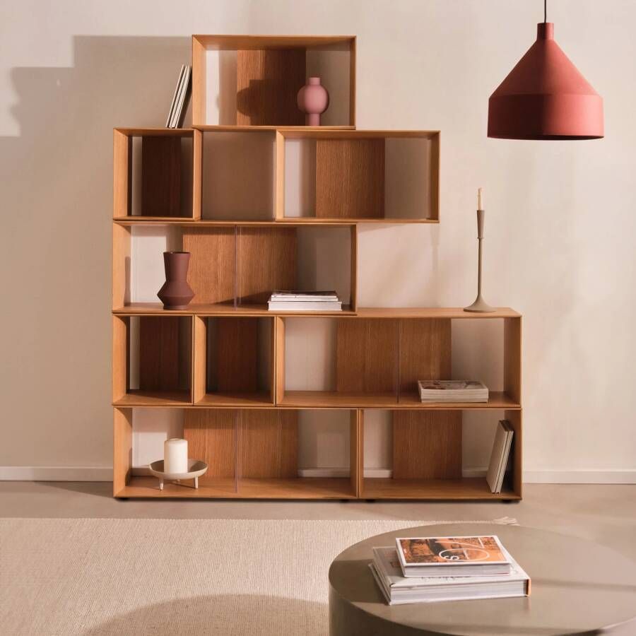 Kave Home Set Litto van 6 modulaire planken in eikenfineer 101 x 152