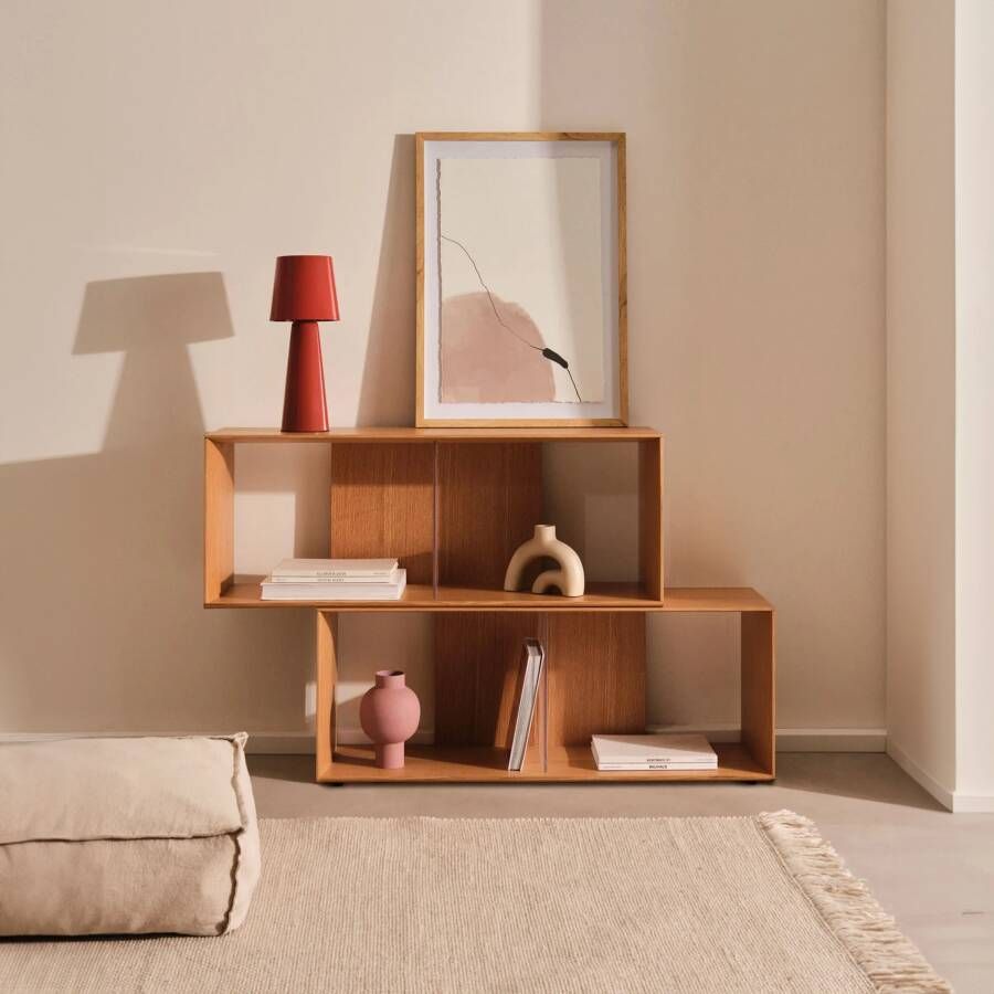 Kave Home Litto set van 2 modulaire planken in eikenfineer 101 x 76
