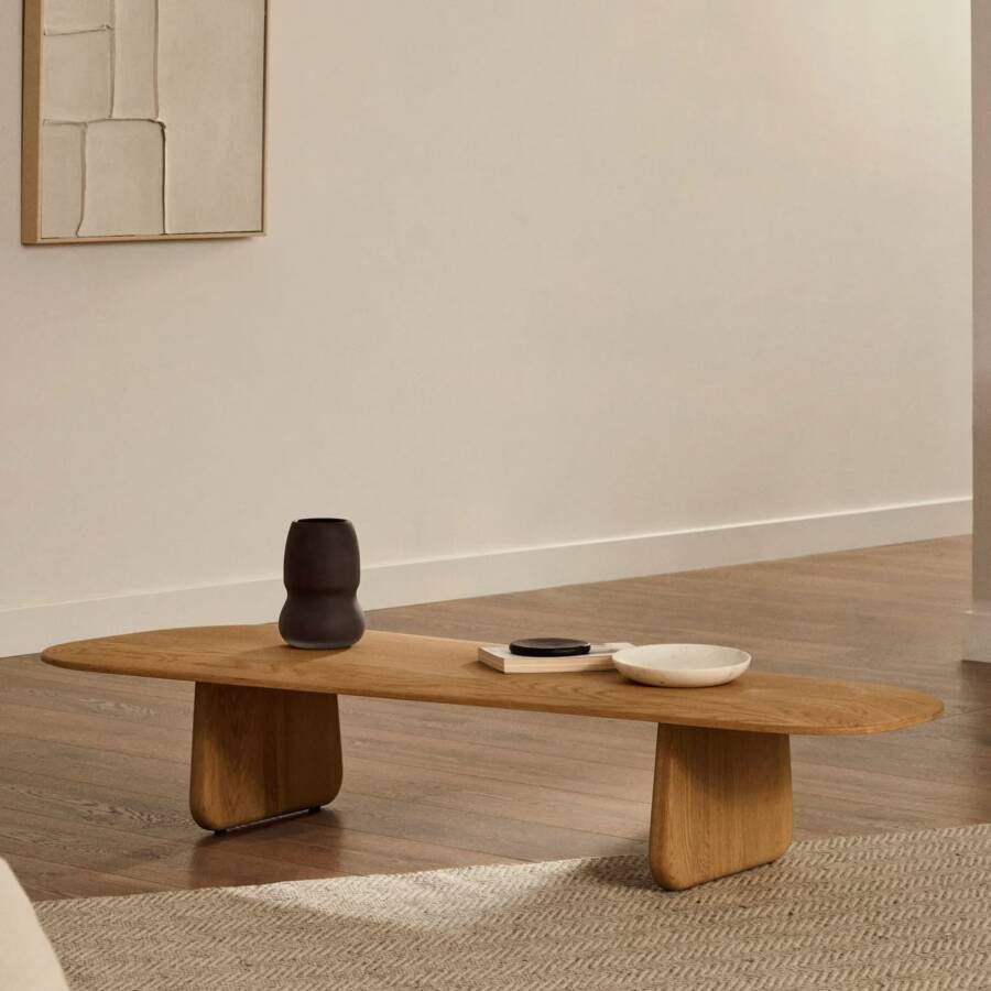 Kave Home Organische Salontafel Pirita Eikenhout 146 x 64cm Naturel