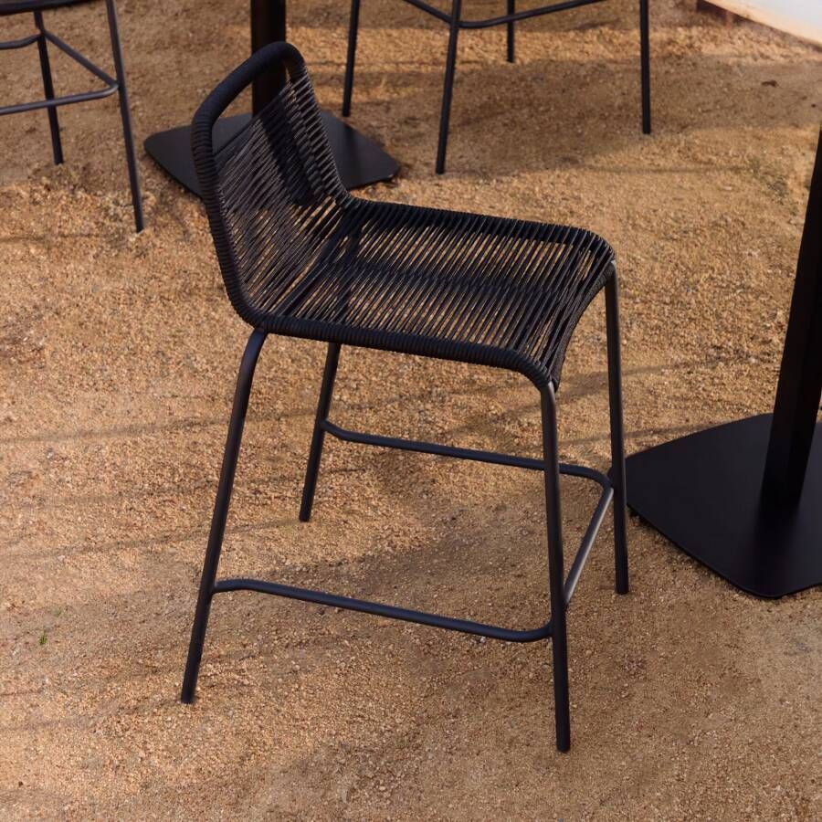 Kave Home Outdoor Barkruk Lambton Zwart (zithoogte 62cm)