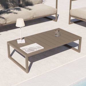 Kave Home Comova salontafel voor buiten in groen aluminium 60 x 114