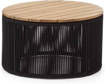 Kave Home Outdoor Salontafel Dandara Acaciahout en touw 60cm Zwart