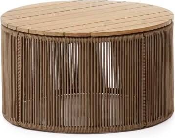 Kave Home Outdoor Salontafel Dandara Acaciahout en touw 70cm Beige Rond