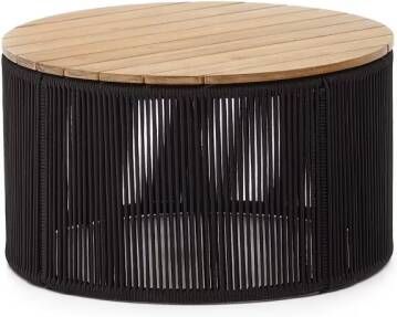 Kave Home Outdoor Salontafel Dandara Acaciahout en touw 70cm Zwart