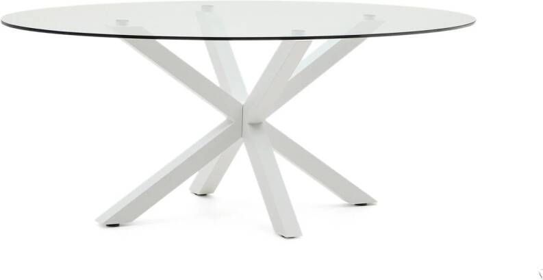 Kave Home Ovale Eettafel Argo Glas 200 x 100cm Wit Ovaal