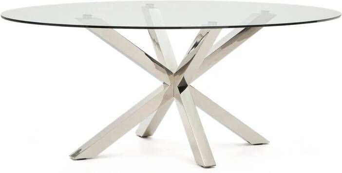 Kave Home Ovale Eettafel Argo Glas 200 x 100cm Zilver Ovaal