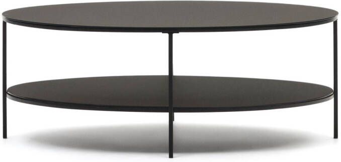 Kave Home Ovale Salontafel Fideia Glas en Metaal 110 x 65cm Zwart Ovaal