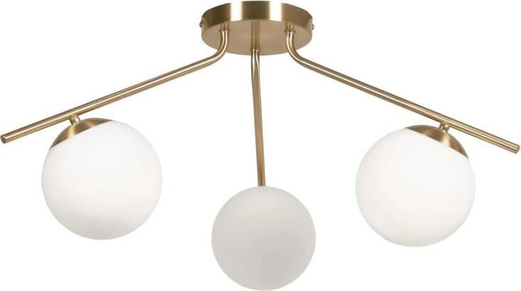 Kave Home Mahala stalen plafondlamp met messing afwerking en drie