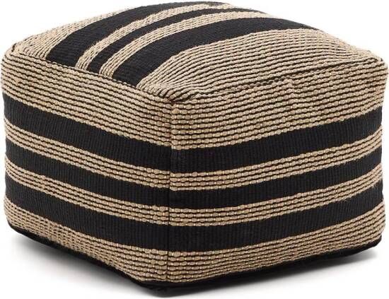 Kave Home Poef Aylin Katoen en jute Beige Zwart