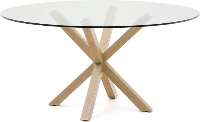 Kave Home Ronde Eettafel Argo Glas en houtlook 150cm Transparant