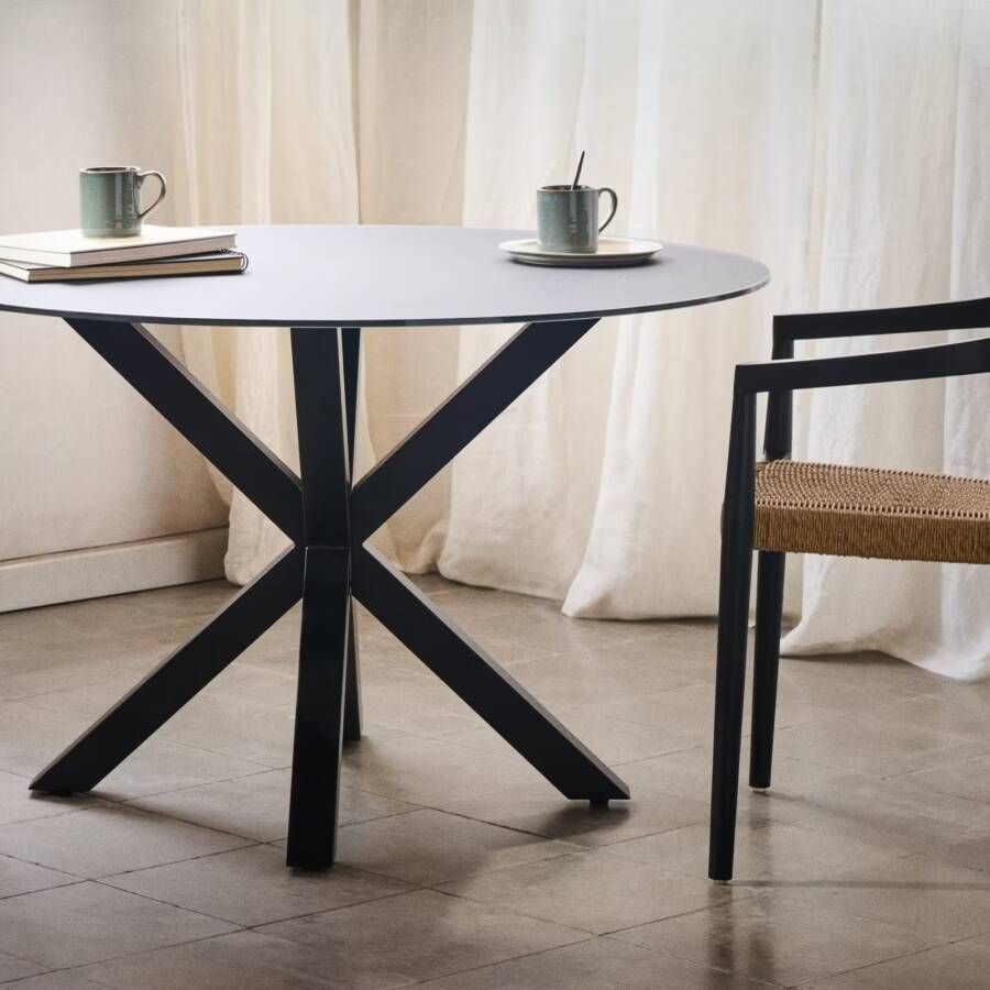 Kave Home Ronde Eettafel Argo Glas 120cm Zwart