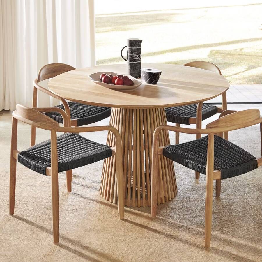 Kave Home Ronde Eettafel Jeanette Teakhout 120cm Naturel