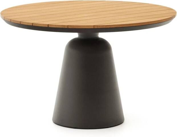 Kave Home Ronde Eettafel Tudons Teakhout 120cm Donkergrijs