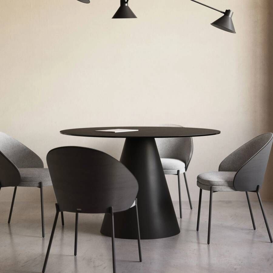 Kave Home Wilshire tafel van gehard glas en metaal met matzwarte
