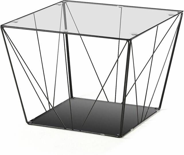 Kave Home Vierkante salontafel Tilo 60 x 60 cm met blad van glas en poten van zwart metaal