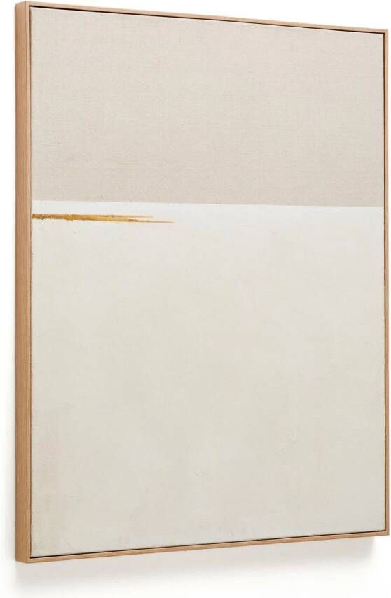 Kave Home Schilderij Salin Horizontale streep Linnen 100 x 80cm Beige