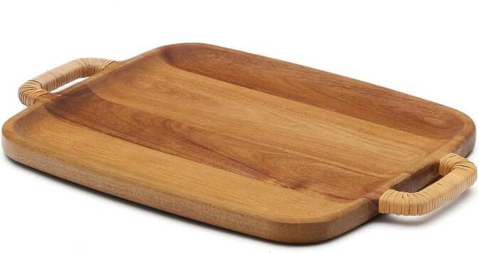 Kave Home Grote serveerplank Sardis van FSC 100% acaciahout en rotan