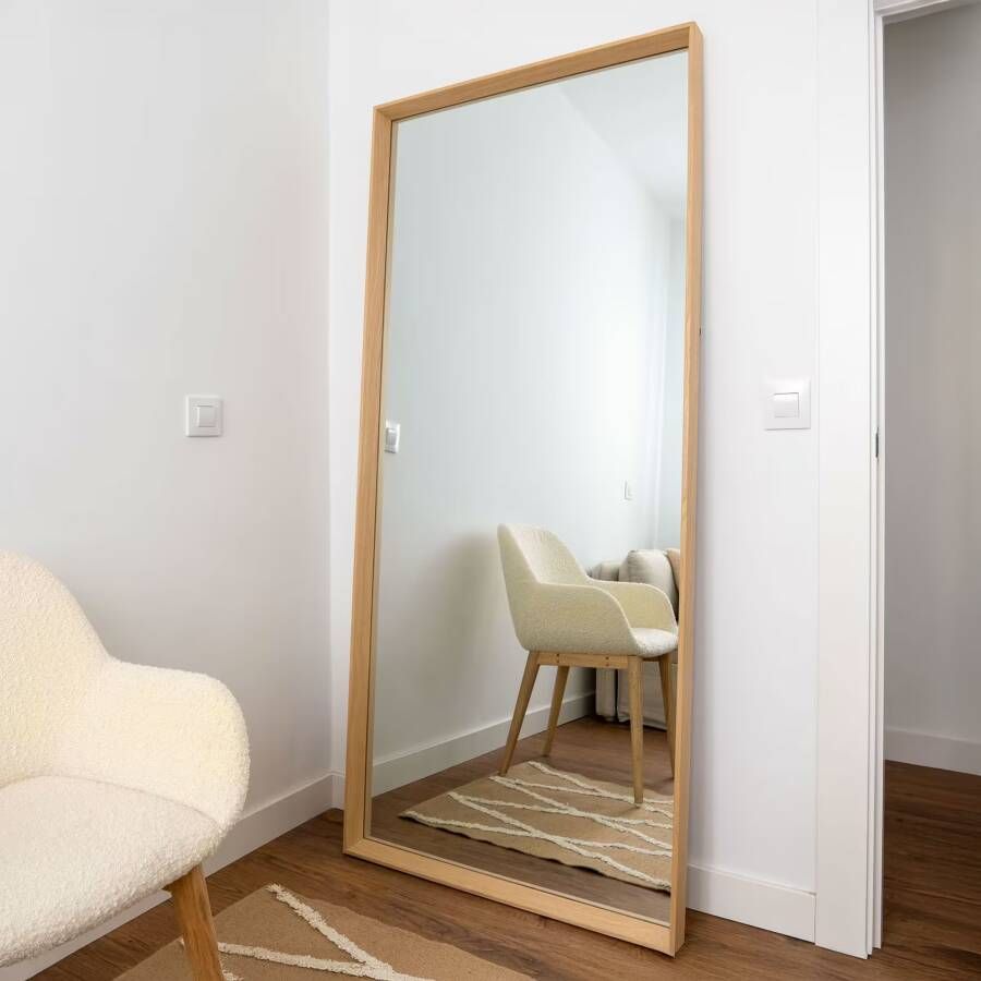 Kave Home Nerina spiegel natuurlijke afwerking 80 x 180 cm