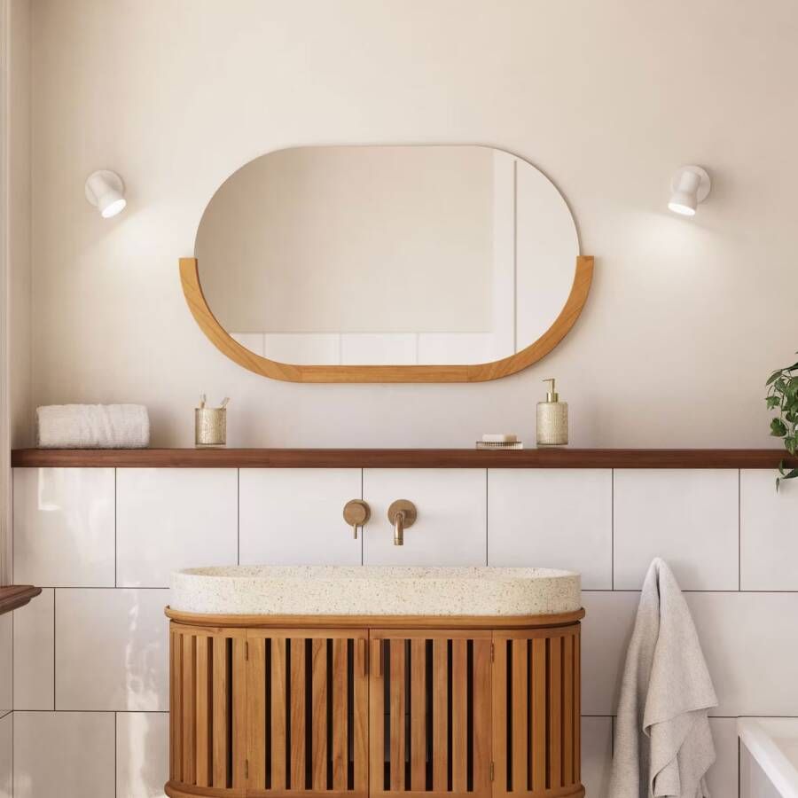 Kave Home Spiegel Rokia Teakhout 90 x 55cm Naturel Ovaal