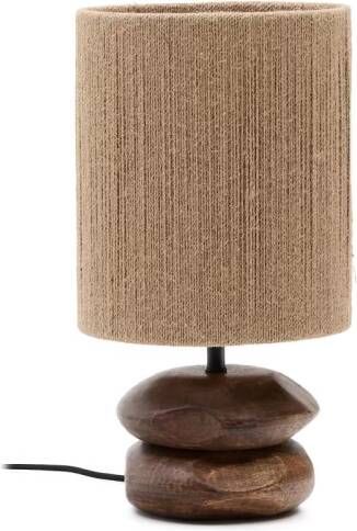 Kave Home Tafellamp Kor Acaciahout en jute 43cm hoog Bruin