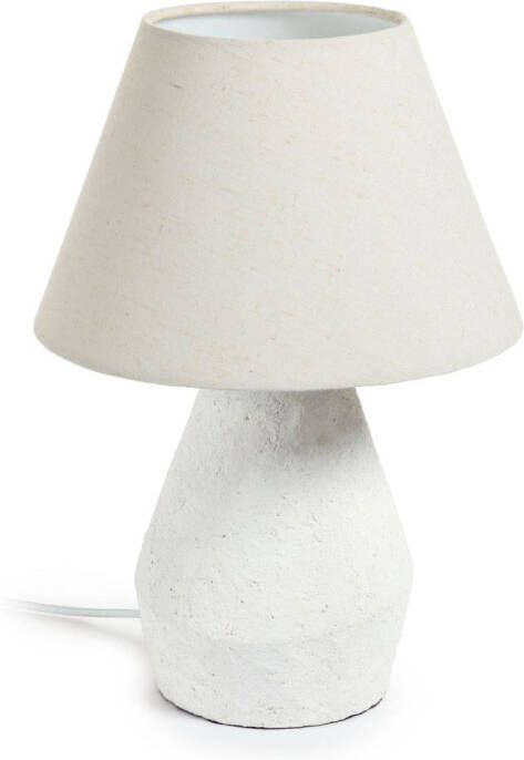 Kave Home Noara tafellamp in magnesium met witte afwerking